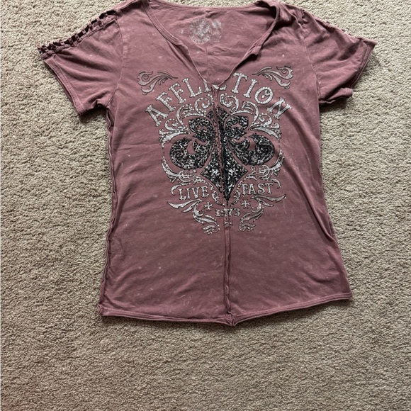 Affliction Women's Short Sleeve Graphic Tee in Dusty Purple - Picture 1 of 3